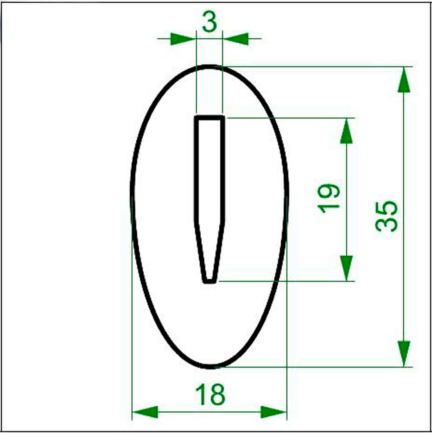 Bolster Brass 35 x 17 x 3 mm