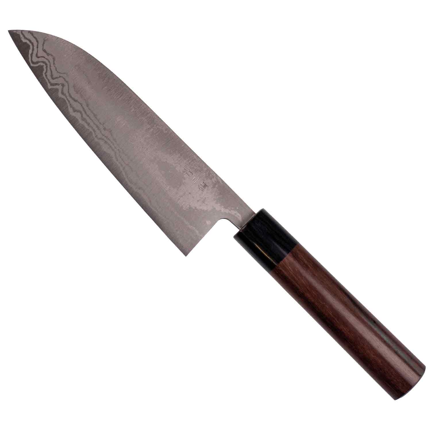 Zen-Bokashi - Santoku Damast aus blauem Papierstahl