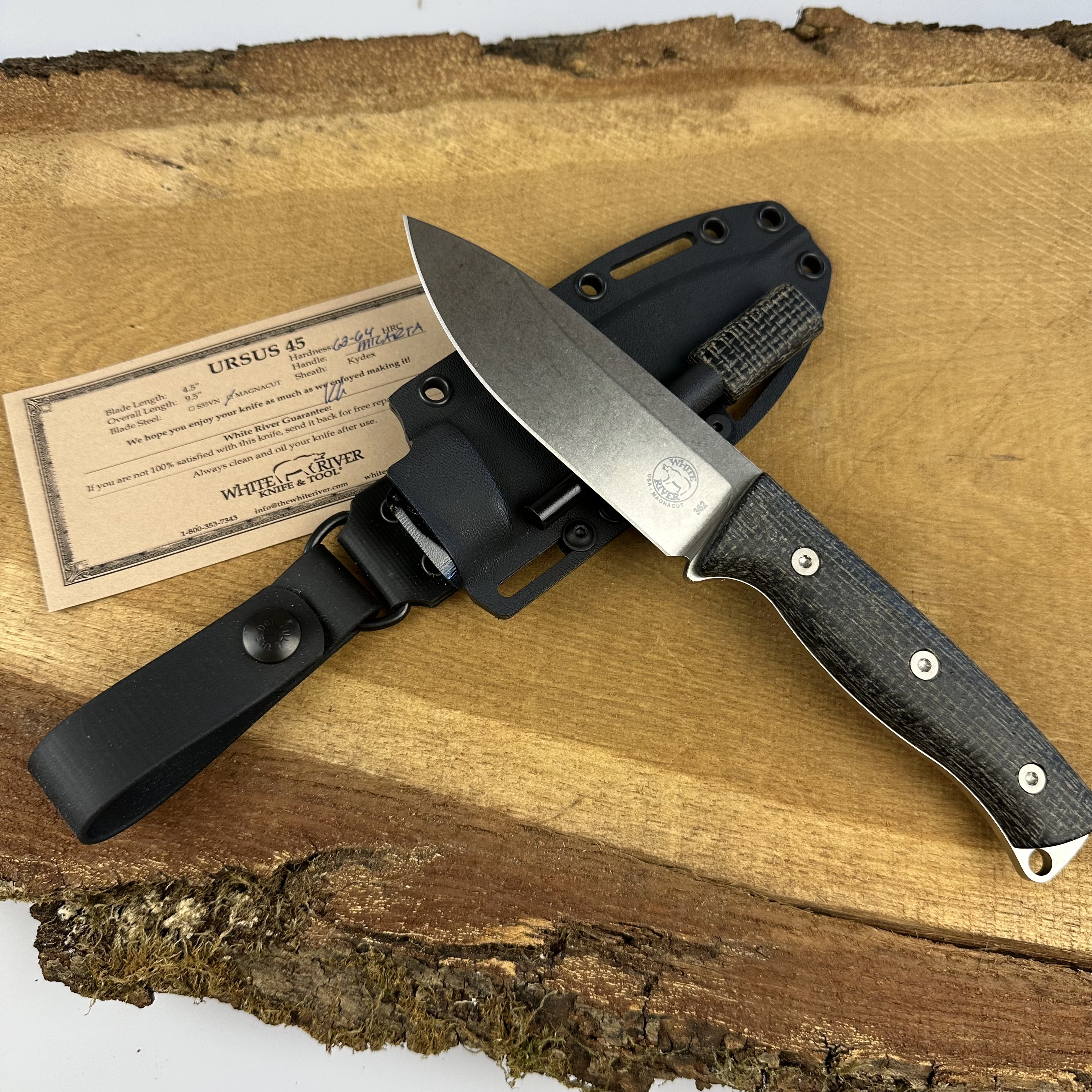 White River Ursus 45 - Black Micarta & MagnaCut