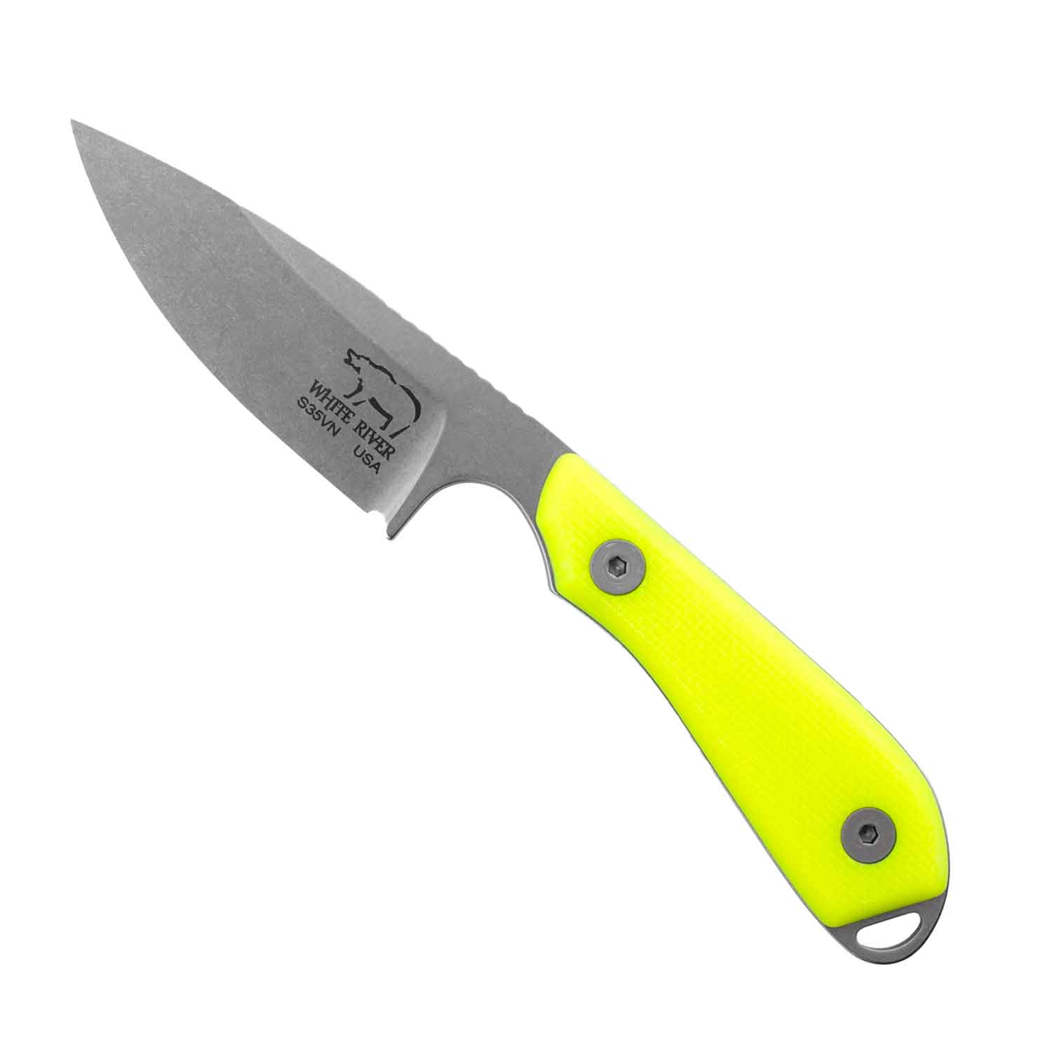 White River M1 Backpacker PRO - Hi-Vis Yellow G10 Griffschalen