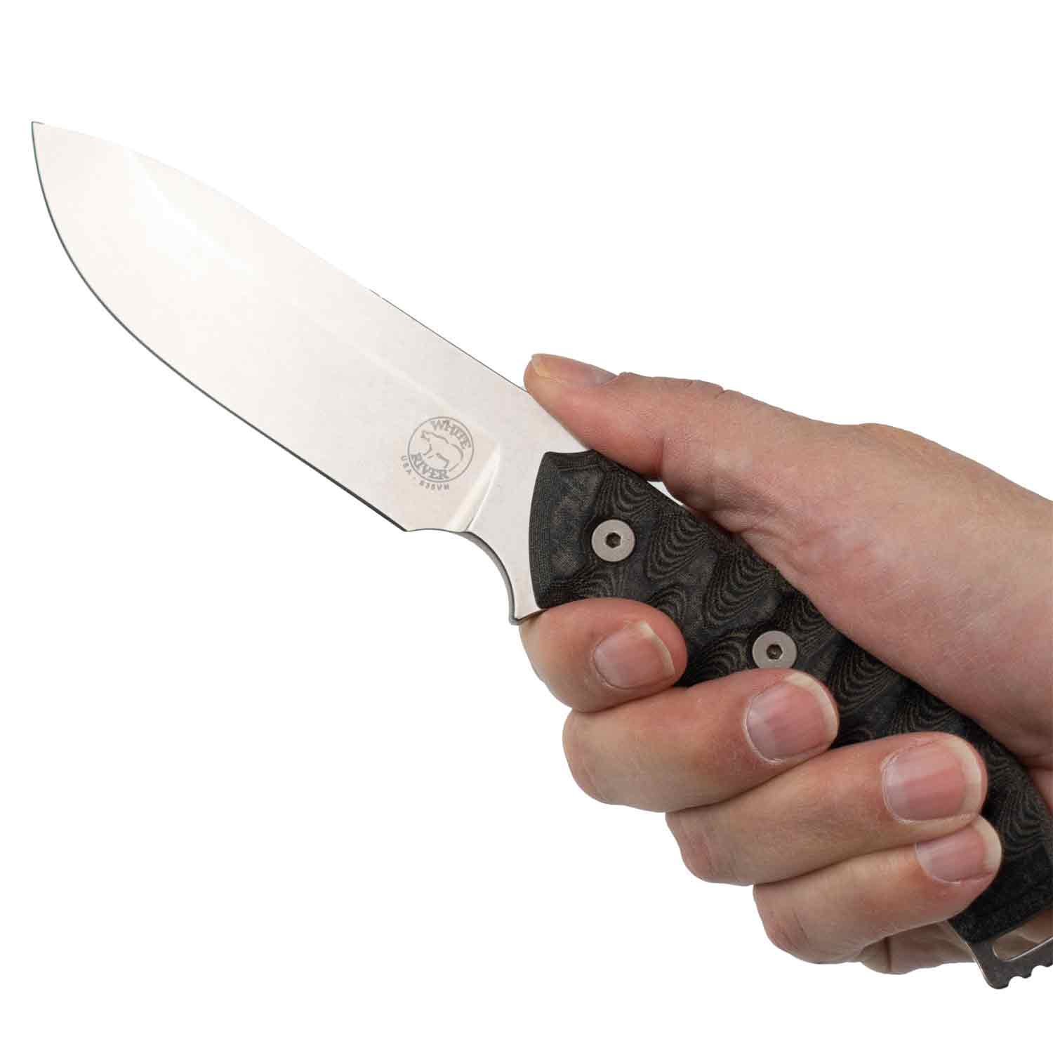 White River GTI 4.5 - Black/Olive Micarta - Stonewash Klinge