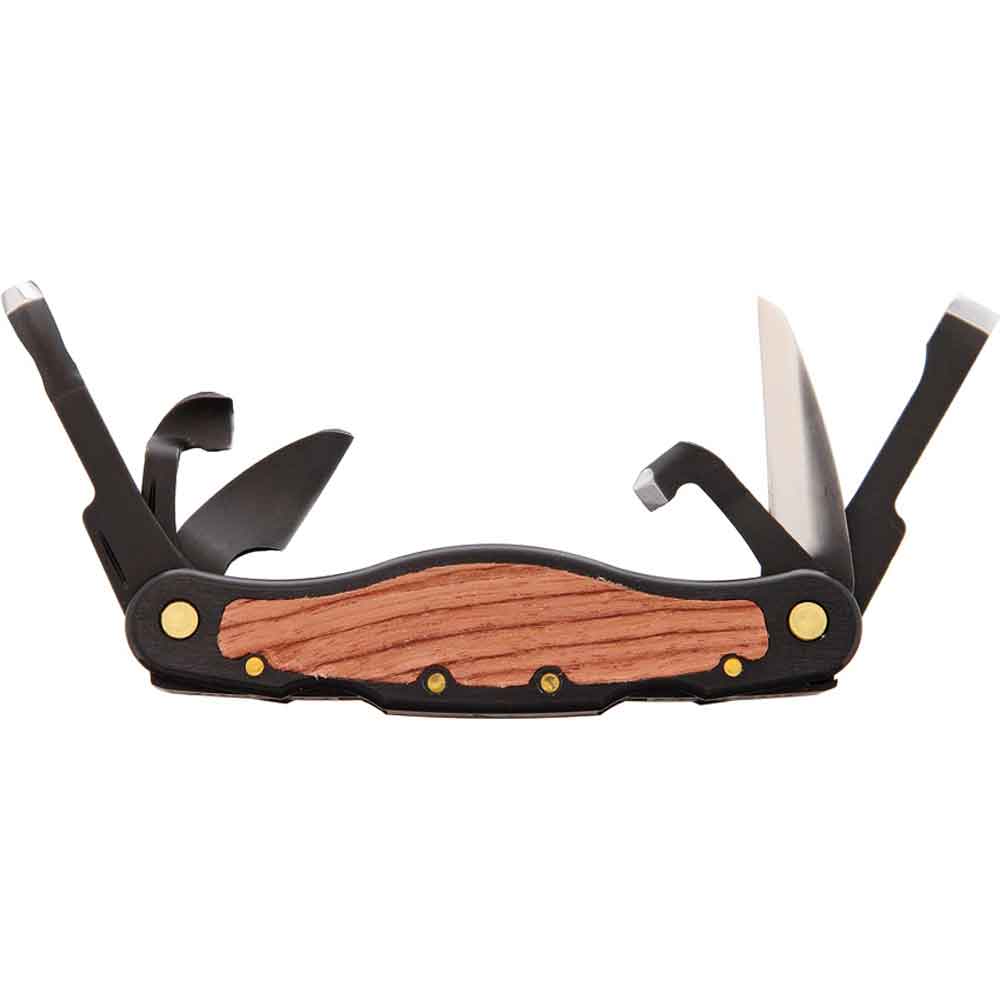 Klappschnitzmesser mit 6 verschiedenen Klingen und Ledertasche - Linkshänder-Version