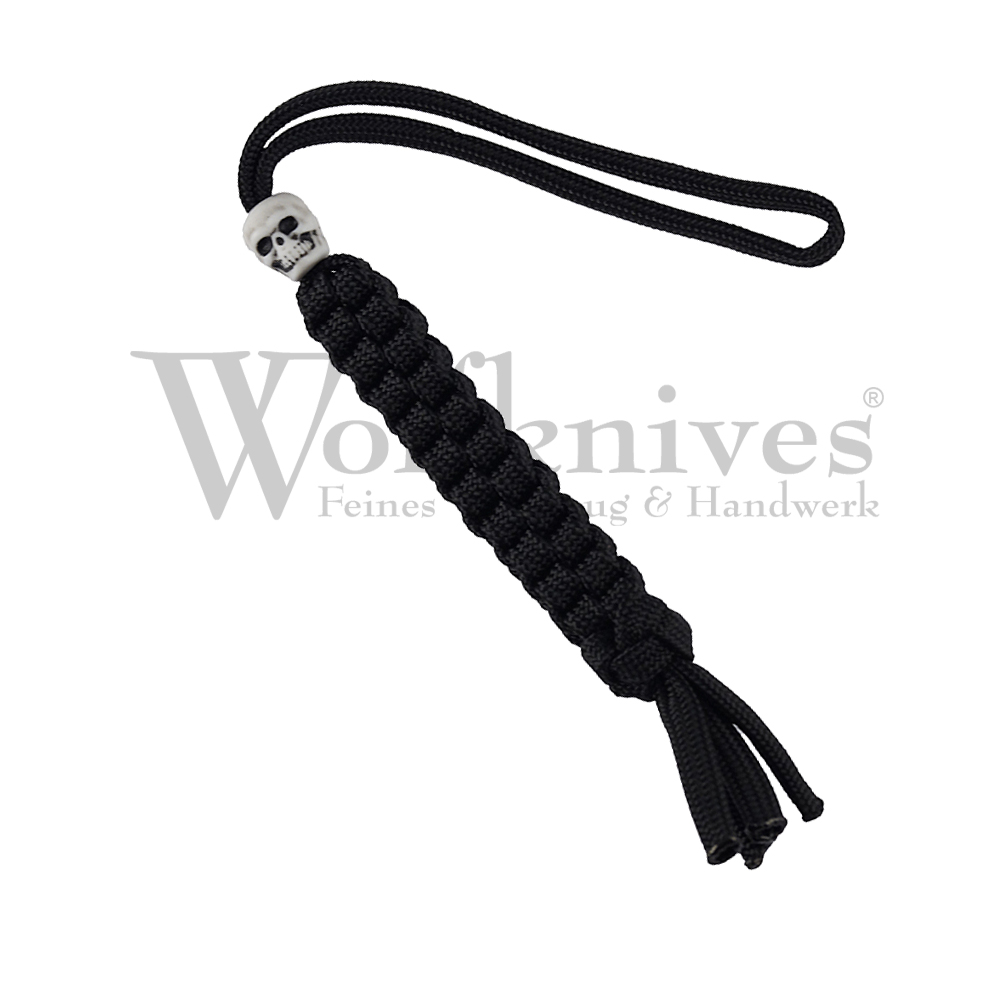 Wolfknives® Lanyard N°1 mit Totenkopfperle - schwarz