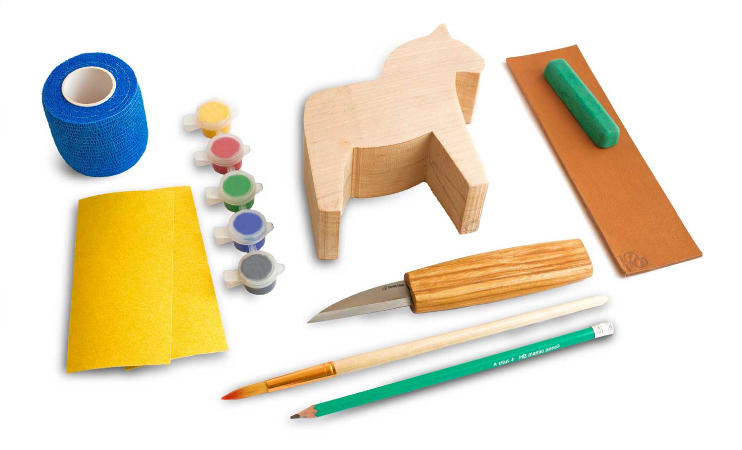 Schnitz- & Mal Set "Dala Horse" - Schnitzset für Anfänger