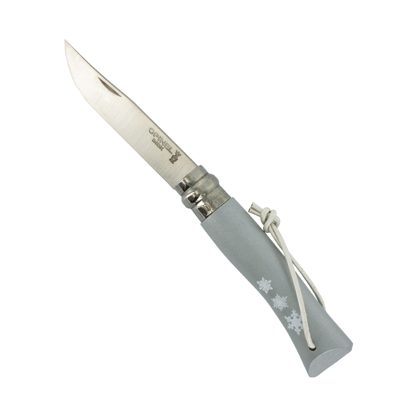 OPINEL N°7 Chromstahl - Winteredition silber mit Lederband
