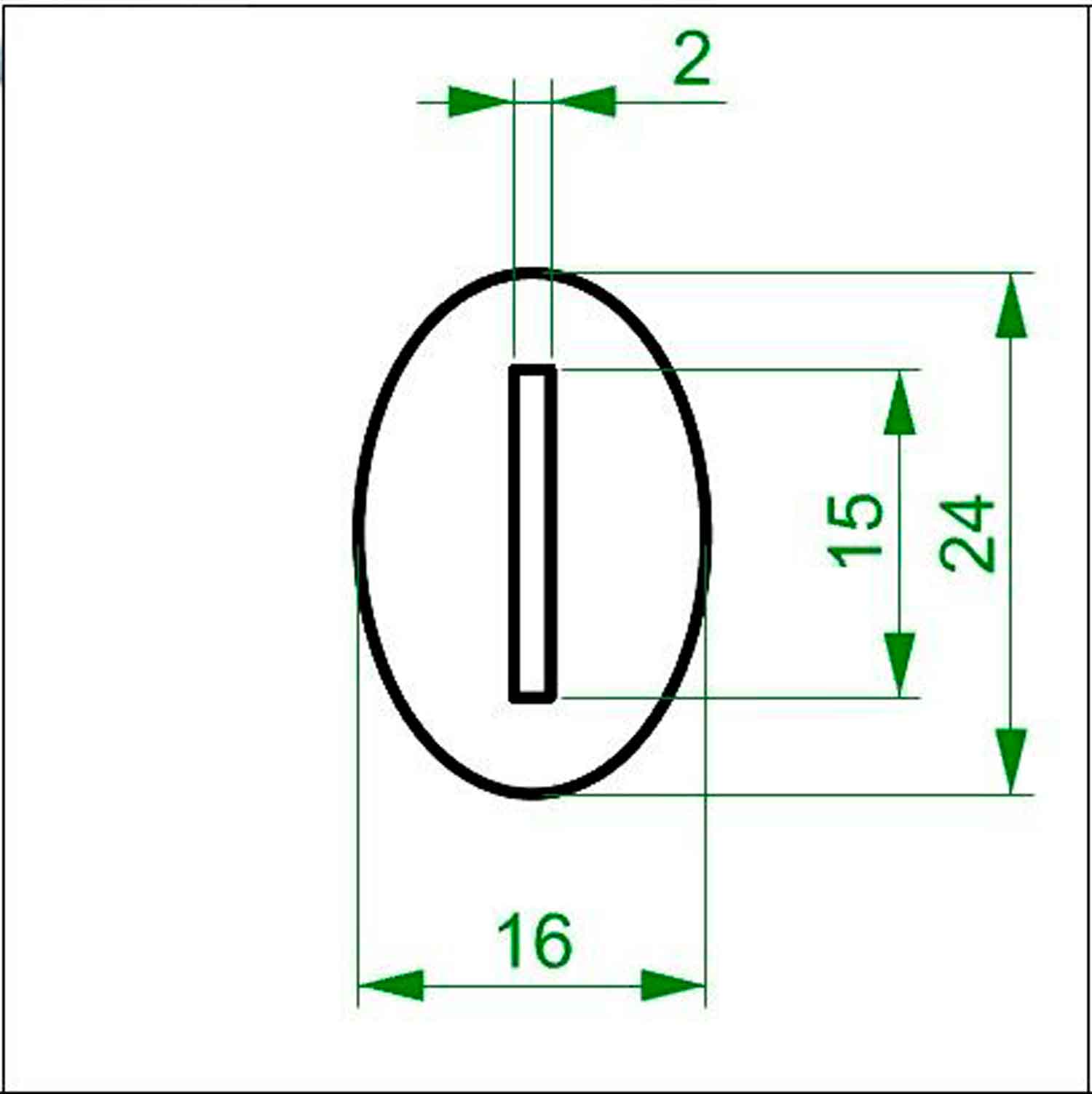 Kopfplatte Messing oval - 24 x 16 x 3 mm