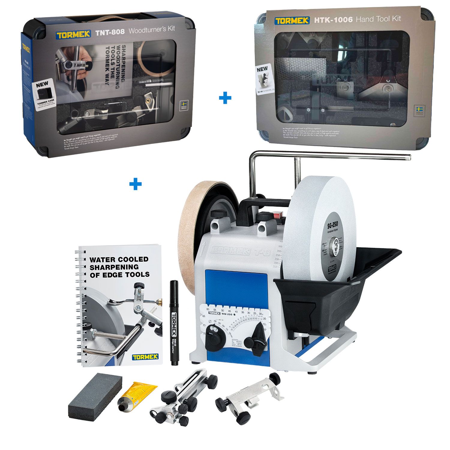 Tormek® T-8 mit HTK-1006 & TNT-808 -  Nassschleifmaschine + Haus- & Heimpaket + Drechslerpaket