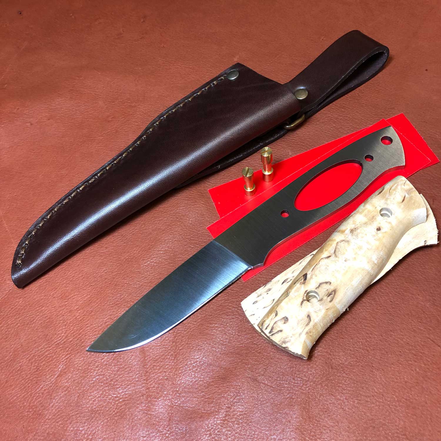 Messerbausatz - Bird´s Eye Maple Hunter inkl. Lederscheide