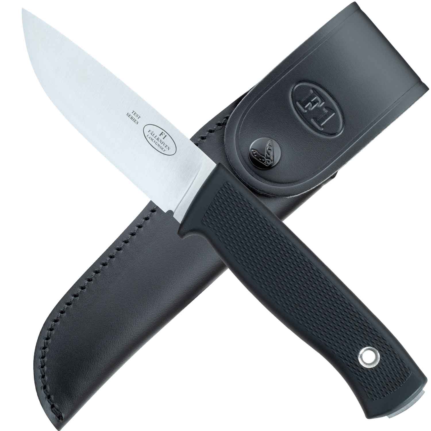 Fällkniven F1 Jagdmesser lam. VGWolf Stahl mit Lederscheide
