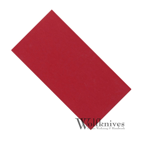 Vulkanisiertes Fiber, rot,  Größe ca. 115 x 255 x 0,4 mm.