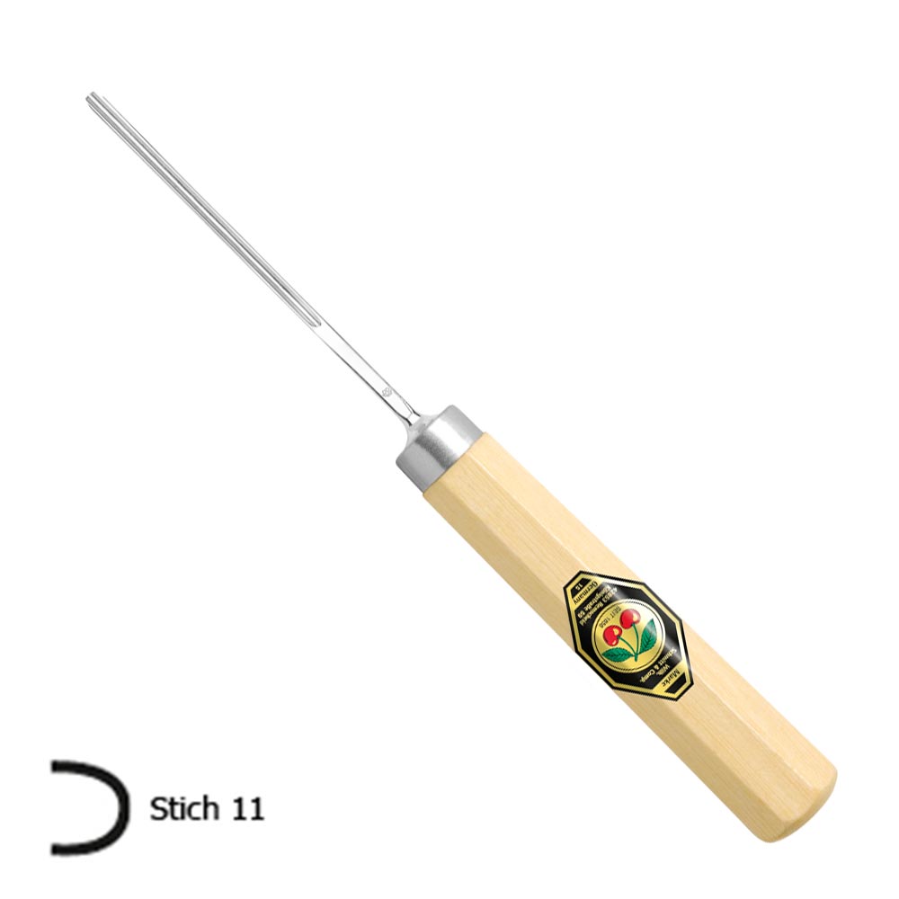 Kerbschnitzbeitel - gerade Klinge, runde Höhlung - Breite 6 mm