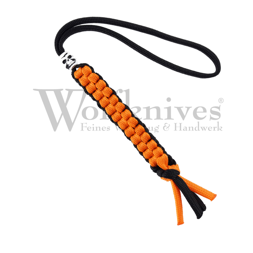 Wolfknives® Lanyard N°1 mit Totenkopfperle - neonorange/schwarz