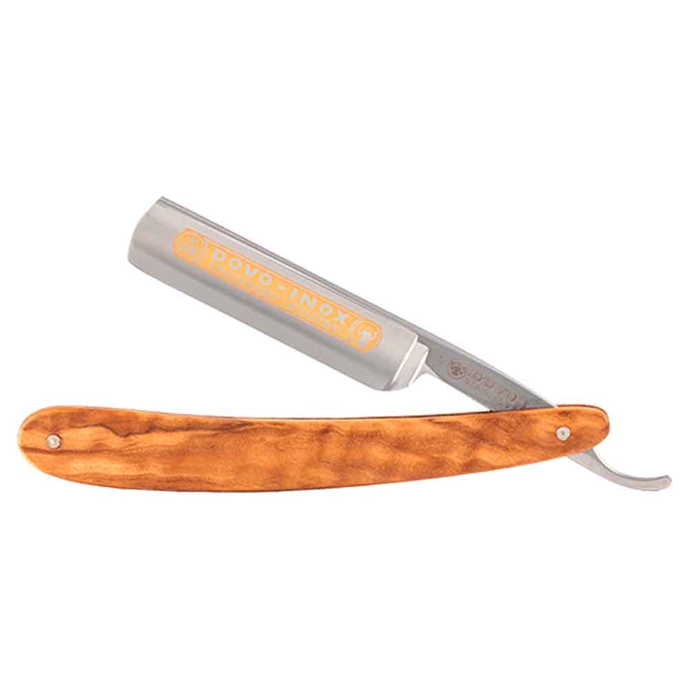 DOVO Rasiermesser INOX mit 24k Goldverzierung Hohlschliff & Olivenholz