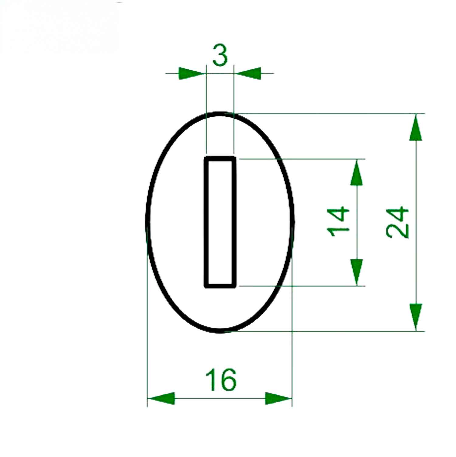 Bolster Brass 24 x 17 x 3 mm, rekt 3 x 13 mm.
