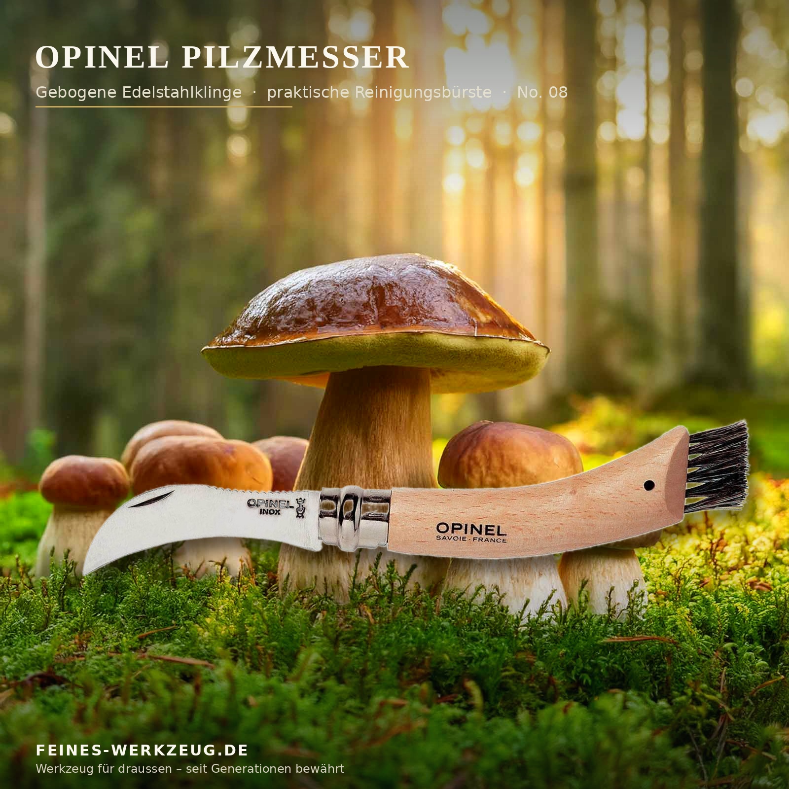 OPINEL N°8 Pilzmesser mit Wildschweinborsten