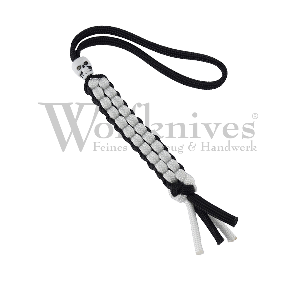Wolfknives® Lanyard N°1 mit Totenkopfperle - schwarz/weiß