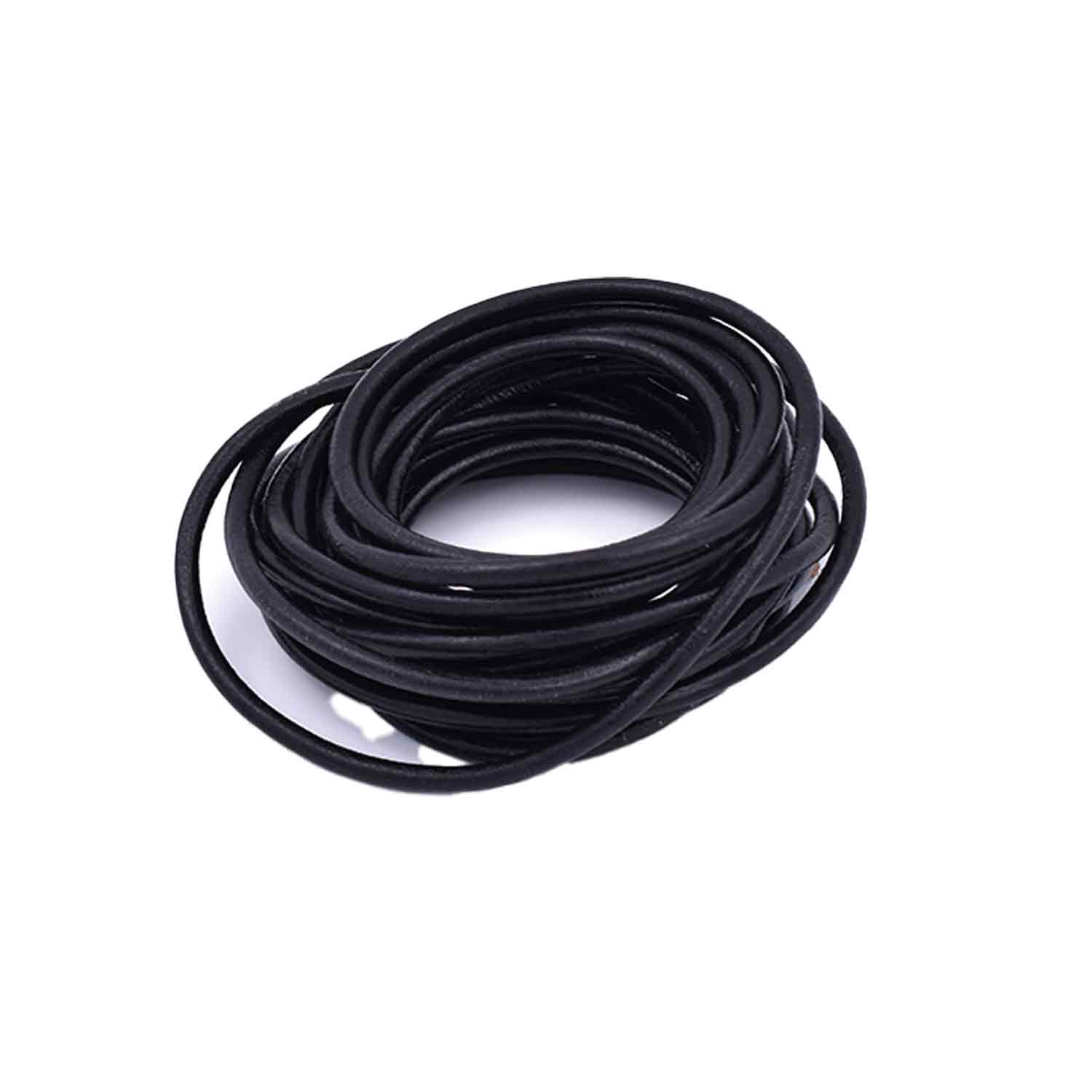 Leder Band Streifen rund schwarz 4mm / 5 Meter